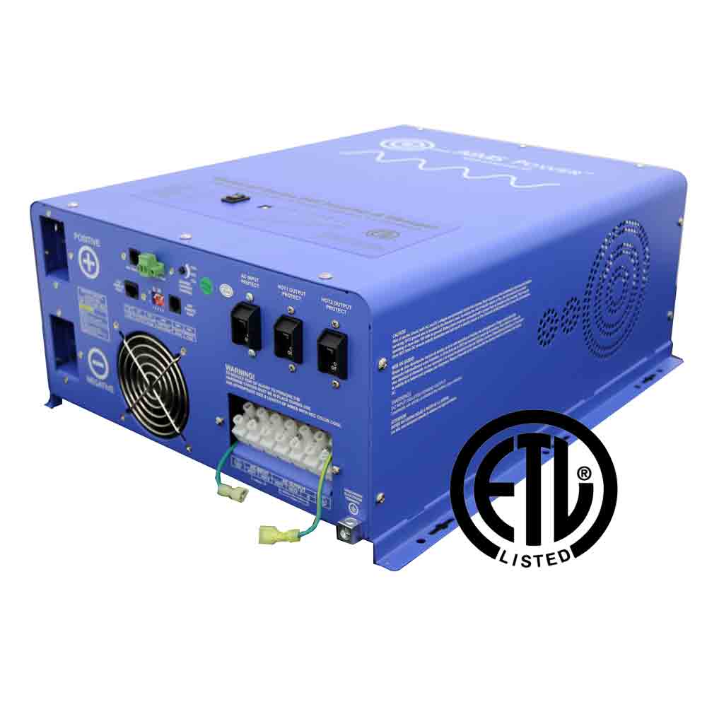 AIMS Power 6000 Watt Pure Sine Inverter Charger 24Vdc To 120/240Vac Output Listed To UL & CSA